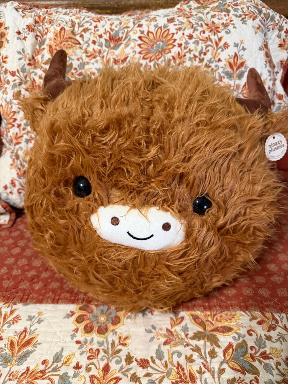 Ninazy Plushies Shaggy Highland Cow Plush in Golden Tan